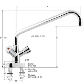 Zweiloch-Blockbatterie Zweigriffmischer Zweiloch | Auslaufhöhe 290 mm Ausladung 450 mm Produktbild 1 S
