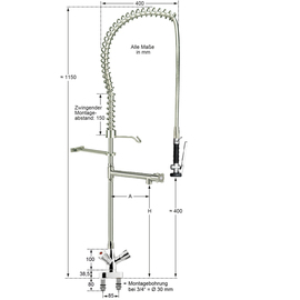 Geschirrspülbrausegarnitur 3/4" Auslaufhöhe 300 mm Ausladung 400 mm (Brause) Produktbild 1 S