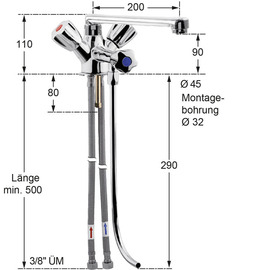 Thekenarmatur fresh 1/2" H 100 mm | Zweigriffmischer Ausladung 200 mm Produktbild 1 S