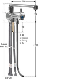 Thekenarmatur fresh 1/2" | für drucklose Speicher H 115 mm | Hebelmischer Ausladung 200 mm Produktbild 1 S