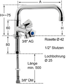Thekenarmatur fresh 1/2" H 140 mm Ausladung 200 mm Produktbild 1 S