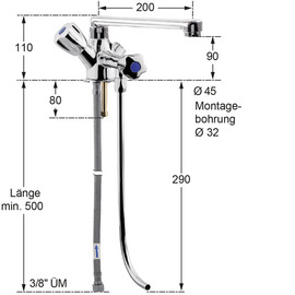 Thekenarmatur fresh 1/2" | Metallgriff vorne Ausladung 200 mm Produktbild 1 S