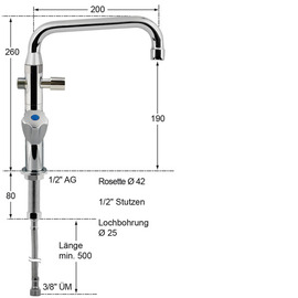 Thekenarmatur fresh 1/2" H 260 mm Ausladung 200 mm Produktbild 1 S