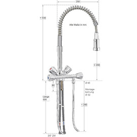 Thekenarmatur fresh 1/2" | Kunststoff-Umstellbrause | Zweigriffmischer Produktbild 1 S