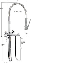 Thekenarmatur fresh 1/2" H 530 mm | Zweigriffmischer Ausladung 250 mm Produktbild 1 S