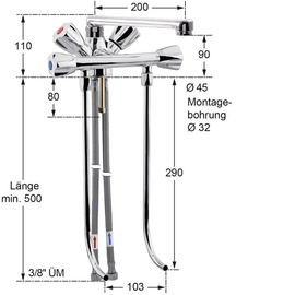 Thekenarmatur fresh 1/2" H 110 mm | Zweigriffmischer Ausladung 200 mm Produktbild 1 S