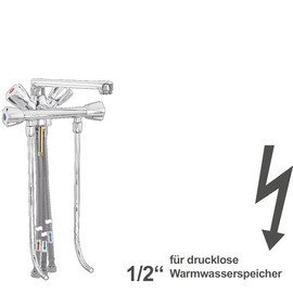 Thekenarmatur fresh 1/2" | für drucklose Warmwasserspeicher | Zweigriffmischer Ausladung 200 mm Produktbild