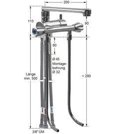 Thekenarmatur fresh 1/2" | für drucklose Speicher | Hebelmischer H 110 mm Ausladung 200 mm Produktbild 1 S