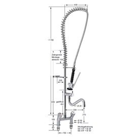 Geschirrspülbrausegarnitur 3/4" Auslaufhöhe 310 mm  H 1250 mm Ausladung 400 mm (Brause) Produktbild 1 S