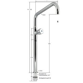 Säulenventil 3/4" H 640 mm Ausladung 250 mm | Auslaufhöhe 550 mm Produktbild