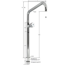 Standventil 3/4" Ausladung 250 mm Auslaufhöhe 550 mm Produktbild