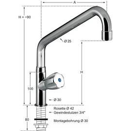 Standventil 3/4" Ausladung 250 mm Auslaufhöhe 180 mm Produktbild 1 S