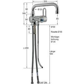 Spültheken-Einlochbatterie MAESTRO  | 2 Ventilabgänge vorne 1/2" Ausladung 200 mm Auslaufhöhe 85 mm Produktbild