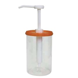 Dosierspender transparent orange 1,5 ltr  | Bedienung per Druckknopf Produktbild