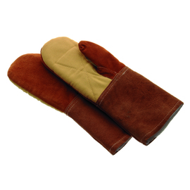 Backhandschuhe Leder braun mit Stulpe • gefüttert • schnittfest 1 Paar 370 mm x 160 mm Produktbild