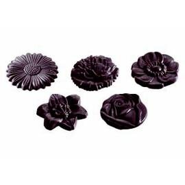 Schokoladenform  • rund  • Blumen | 10 Mulden | Muldenmaß Ø 43 x 5 mm  L 275 mm  B 135 mm Produktbild