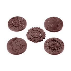 Schokoladenform  • rund | 10 Mulden | Muldenmaß Ø 44 x 5 mm  L 275 mm  B 135 mm Produktbild
