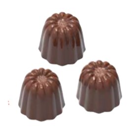 Schokoladenform  • rund | 21 Mulden | Muldenmaß 24,5 x 23,5 x H 21,5 mm  L 275 mm  B 135 mm Produktbild