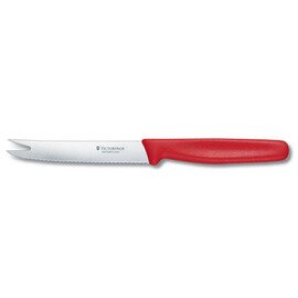 Käsemesser | Wurstmesser gerade Klinge mit Gabelspitze Wellenschliff | rot | Klingenlänge 11 cm Produktbild