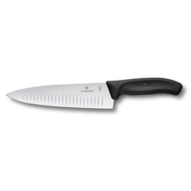 Kochmesser SWISS CLASSIC | Klingenlänge 20 cm | Kullenschliff | Grifffarbe schwarz L 34,4 cm Produktbild