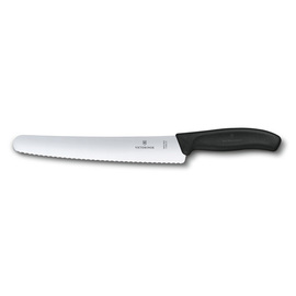 Brotmesser | Konditormesser SWISS CLASSIC | Klingenlänge 22 cm | Wellenschliff | Grifffarbe schwarz L 34,1 cm Produktbild