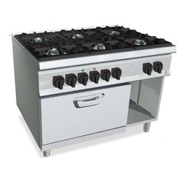 Gasherd SG9F6+FE Gastronorm 400 Volt 7,5 kW (Elektrobackofen) 53,5 kW (Gas) | Backofen | Unterbau halboffen Produktbild