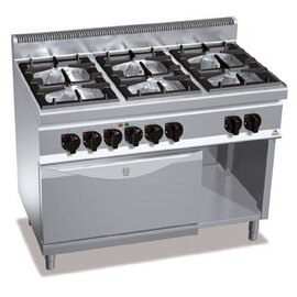 Gasherd G7F6+FE Gastronorm 400 Volt 7,5 kW (Elektrobackofen) 31,5 kW (Gas) | Backofen | Unterbau halboffen Produktbild