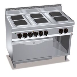 Elektroherd E7PQ6+FE Gastronorm 400 Volt 23,1 kW | Backofen | Unterbau halboffen | eckige Kochplatten Produktbild