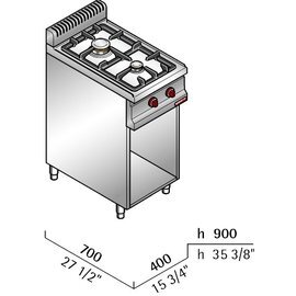 Gasherd G7F2ME 6,2 kW | Unterbau offen Produktbild