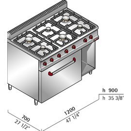 Gasherd G7F6E+FE1 230 Volt 3 kW (Elektrobackofen) 18,6 kW | Backofen | Unterbau halboffen Produktbild