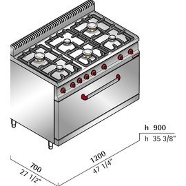 Gasherd G7F6E+T 31,8 kW | Backofen | Piezozündung Produktbild