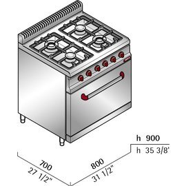 Gasherd G7F4E+FG Gastronorm 21 kW | Backofen Produktbild