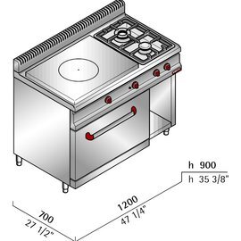 Glühplattenherd G7TP2F+FG Gastronorm 30,3 kW | Backofen | Unterbau halboffen Produktbild