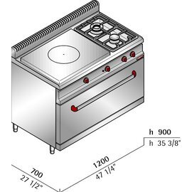 Glühplattenherd G7TP2F+T 34,5 kW | Backofen Produktbild