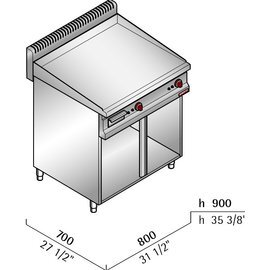 Gas Bratplatte MACROS 700 G7FL8M-2/CR • Oberfläche Stahl verchromt • glatt 13,8 kW (Gas) Produktbild