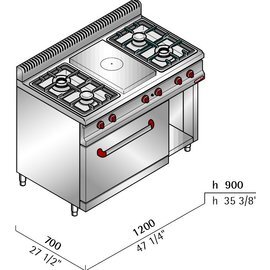 Glühplattenherd G7T4P4F+FG Gastronorm 35,8 kW | Backofen | Unterbau halboffen Produktbild