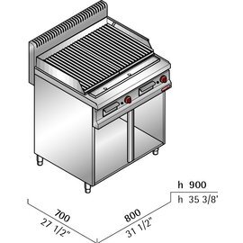 Lavastein-Grill PLG80ME MACROS 700 Standgerät geschlossen | 2 Türen 14 kW  H 900 mm Produktbild