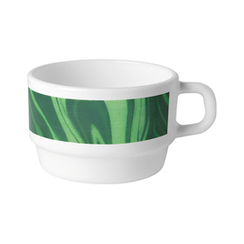 Kaffeetasse 220 ml stapelbar NATURA GREEN Hartglas mit Dekor grün Opalglas Produktbild