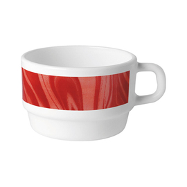 Kaffeetasse 220 ml stapelbar NATURA RED Hartglas mit Dekor rot Opalglas Produktbild