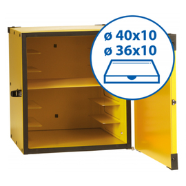 Pizza-Transportkoffer gelb • isoliert | passend für 2 Pizzataschen | 10 Pizzakartons | 460 mm x 470 mm H 500 mm Produktbild