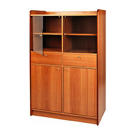 Serviceschrank 950 mm  x 490 mm  H 1440 mm mit 2 Schubladen mit 2 Flügeltüren | 1 Glastür Produktbild