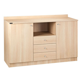Serviceschrank fahrbar walnussfarben | 1360 mm x 480 mm H 950 mm Produktbild