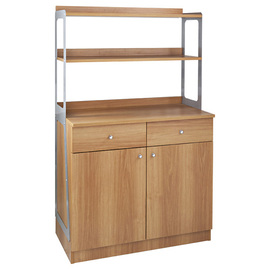 Serviceschrank fahrbar walnussfarben | 900 mm x 480 mm H 1550 mm Produktbild