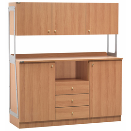 Serviceschrank fahrbar walnussfarben | 1370 mm x 480 mm H 1530 mm Produktbild
