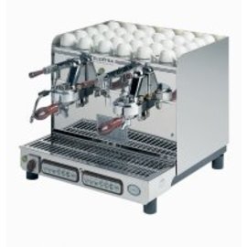 Espressomaschine 2 COMPACT , Modell Sixties, 2 Brühgruppen,  Inox / Chrom & Bakelite, vollautomatisch Produktbild