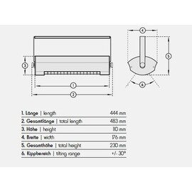 Infrarotheizstrahler 2000 weiß zur Wand- | Deckenmontage 2,0 kW ohne Schalter  L 444 mm Produktbild 1 S