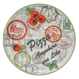 Pizzateller Ø 310 mm NAPOLI CHARME Porzellan Vollflächendekor grün Produktbild