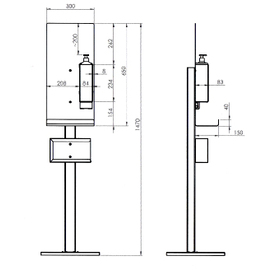 Desinfektionsständer Edelstahl passend für 1 ltr Pumpflasche H 1470 mm | mit Hinweisschild Produktbild 3 S