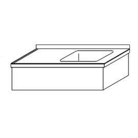 Hängetisch KST - 131 mit Abtropffläche links glatt 1 Becken | 500 x 500 x 250 mm L 600 mm B 700 mm Produktbild