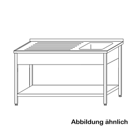 Spültisch KST - 102 | 1 Becken | Abtropffläche links gerillt L 1000 mm B 500 mm Produktbild